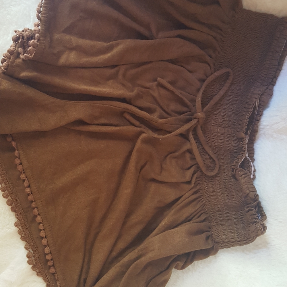SOLD High Waisted Chocolate Tiny Pom Shorts